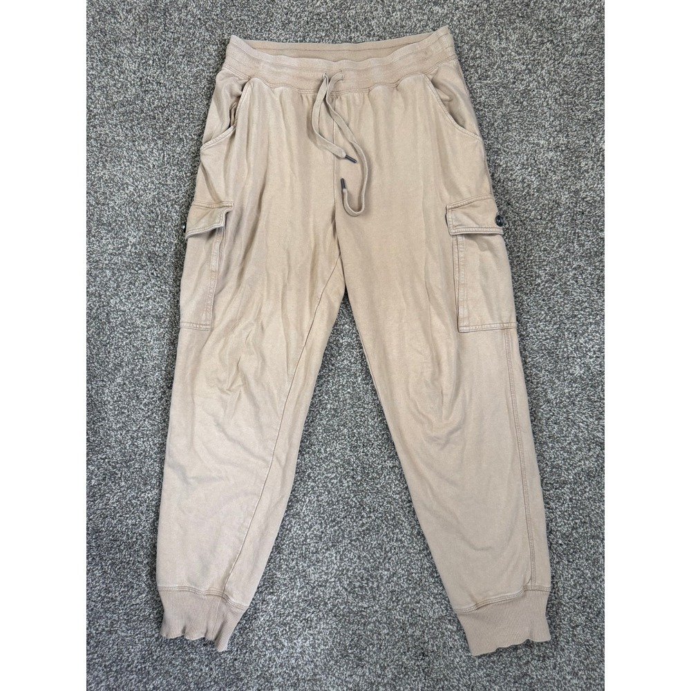 Aerie Cargo Jogger Pants Women Large Tan Cotton Drawstring Utility Sweatpants